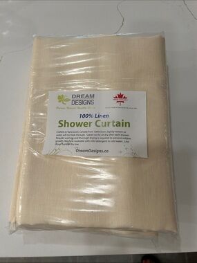 100% Linen Shower Curtain Cream Canadian made Brand New